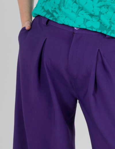 pantalon violet, grande taille - Annick Lemieux Tarare - modèle Clara - soie